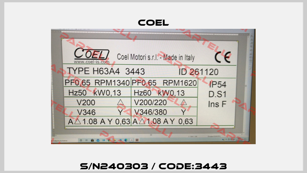 S/N240303 / Code:3443 Coel