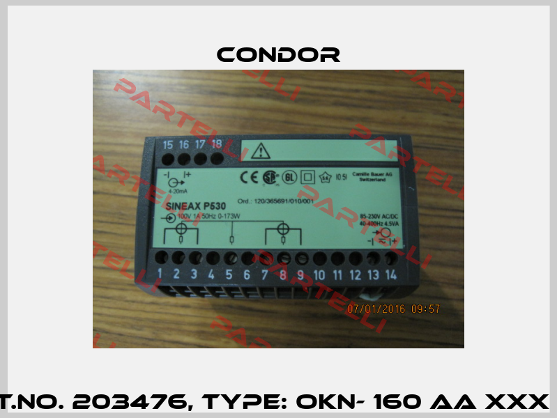 Art.No. 203476, Type: OKN- 160 AA XXX XX  Condor
