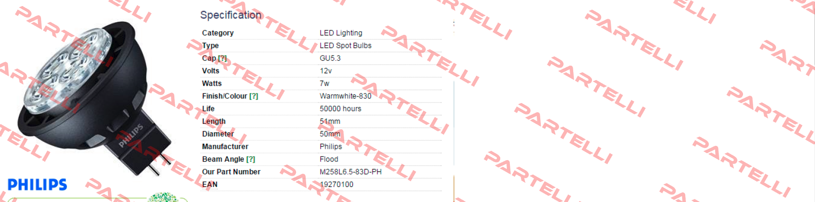 MLEDV6WGU533036-78543900 (M258L6.5-83D-PH)  Philips