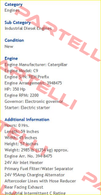 C9 – 350HP  Caterpillar