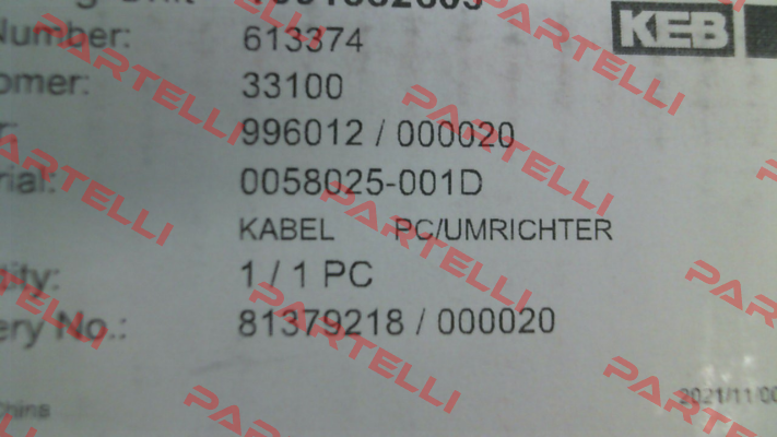 0058025-001D LAIPPLE KEB