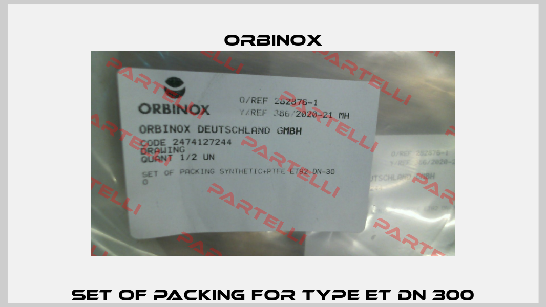 Set of Packing for Type ET DN 300 Orbinox