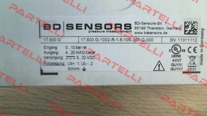 17.600G-1002-R-1-5-100-300-Q-000 Bd Sensors