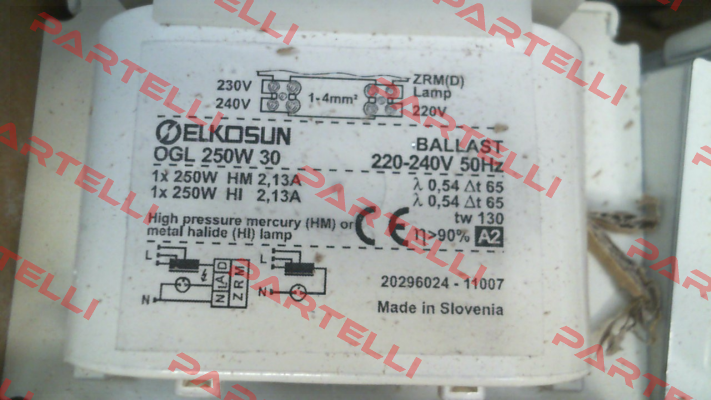 20296024 / OGL 250 W 30 220-240/50 030A084 Tridonic