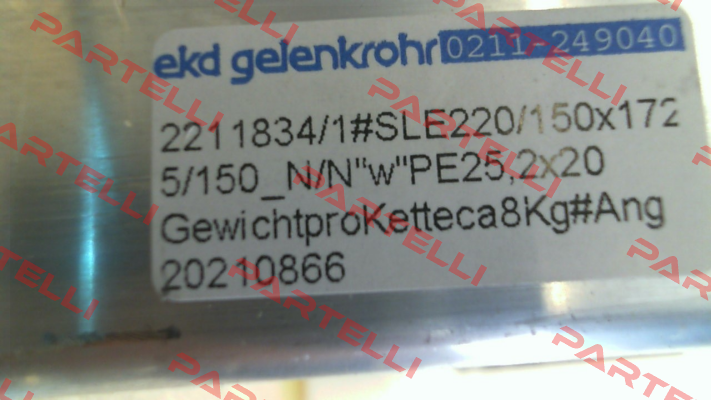 SLE 220 /150 x 1725 / 150-N/N "w" Ekd Gelenkrohr