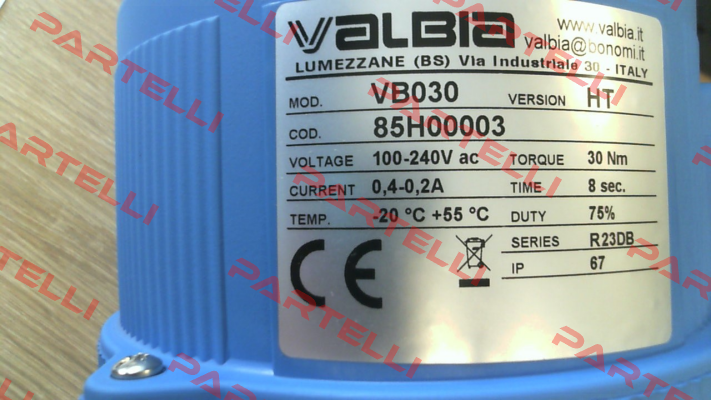 Ball valve type 2500 1  1/2" with electric actuator VB30 Valbia