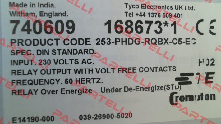 253-PHDG - 230V/50Hz CROMPTON INSTRUMENTS (TE Connectivity)