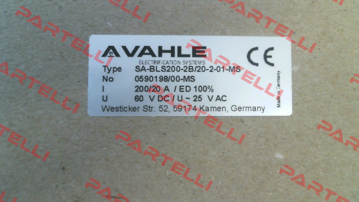 SA-BLS200-2B/20-2-01-MS (p/n 0590198/00-MS) Vahle