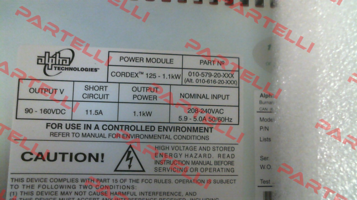 010-579-20-041 \ CXRC 125-1.1kW Alpha Technologies