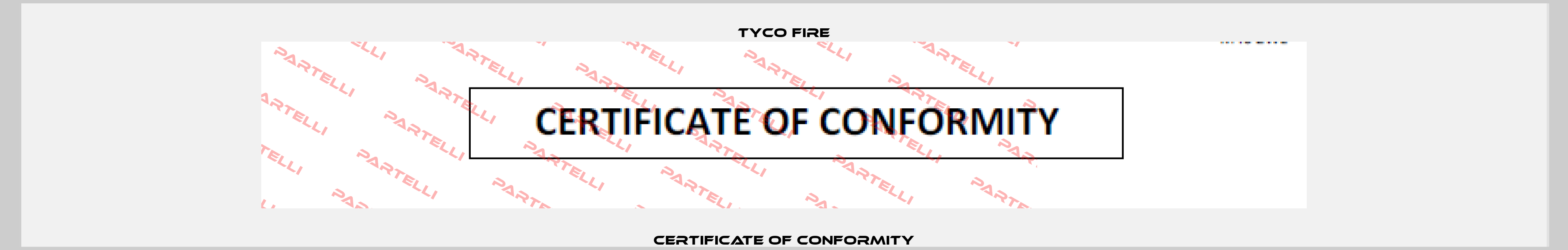 Certificate of Conformity Tyco Fire