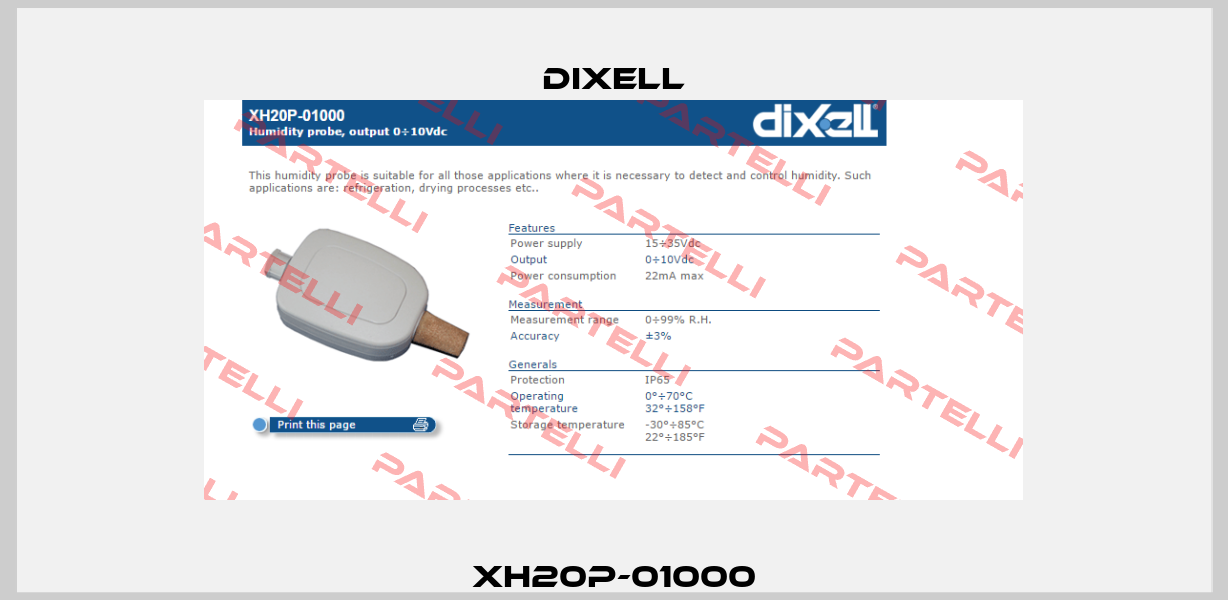 XH20P-01000 Dixell