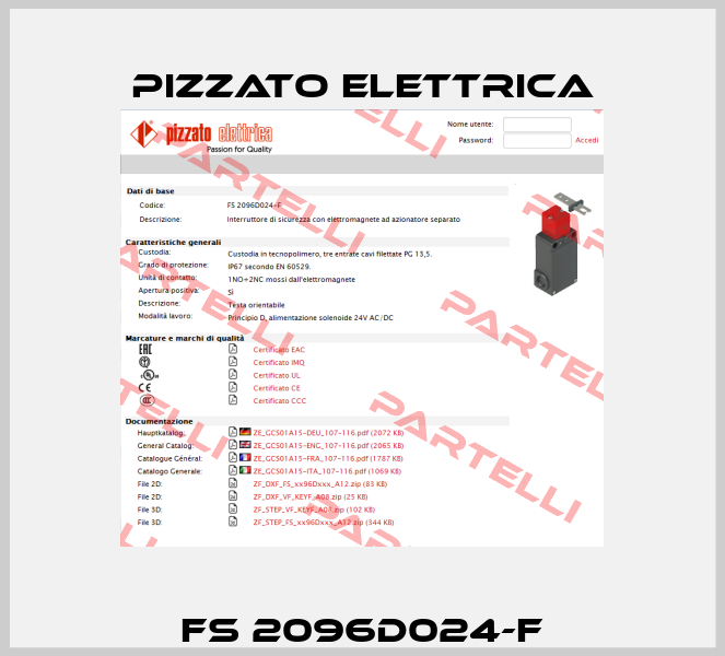FS 2096D024-F Pizzato Elettrica