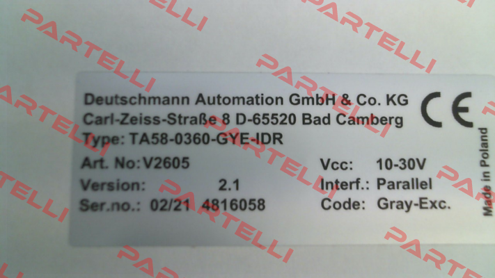 V2605 / TA58-0360-GYE-IDR Deutschmann