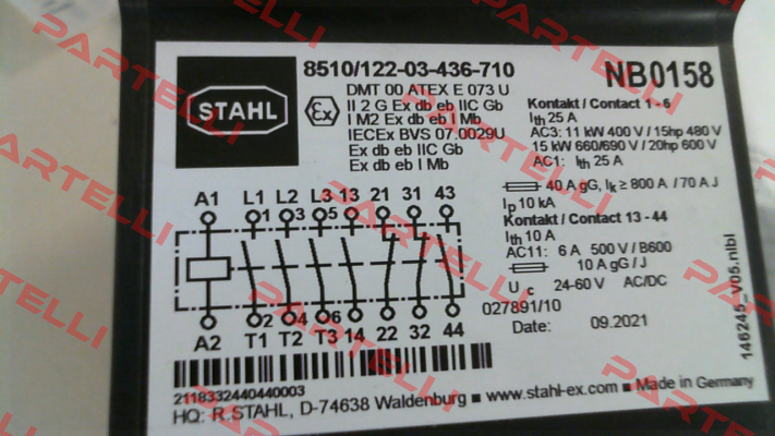 P/N: 268751, Type: 8510/122-03-436-710 Stahl