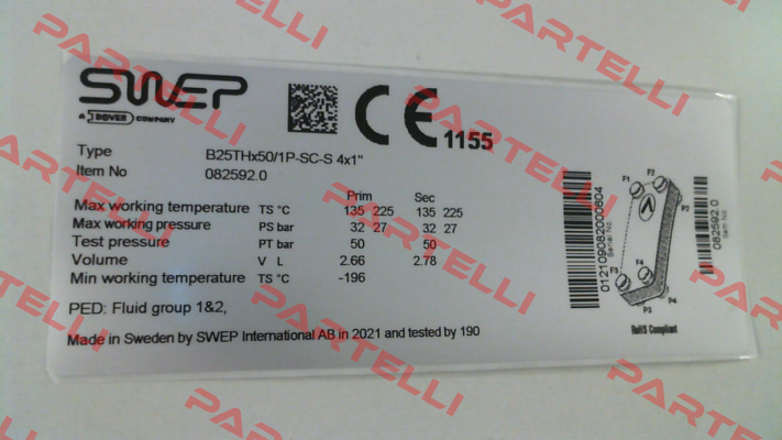 13845-050 (B25THx50/1P-SC-S 4x1"(45) Swep
