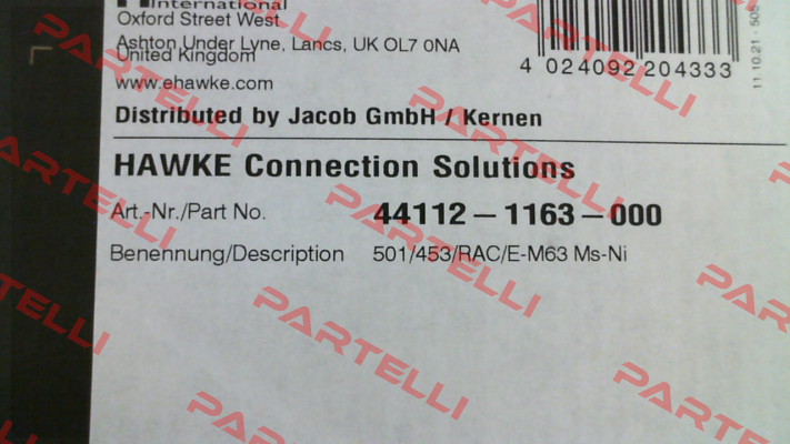 501/453/RAC/E/M63/NP Hawke