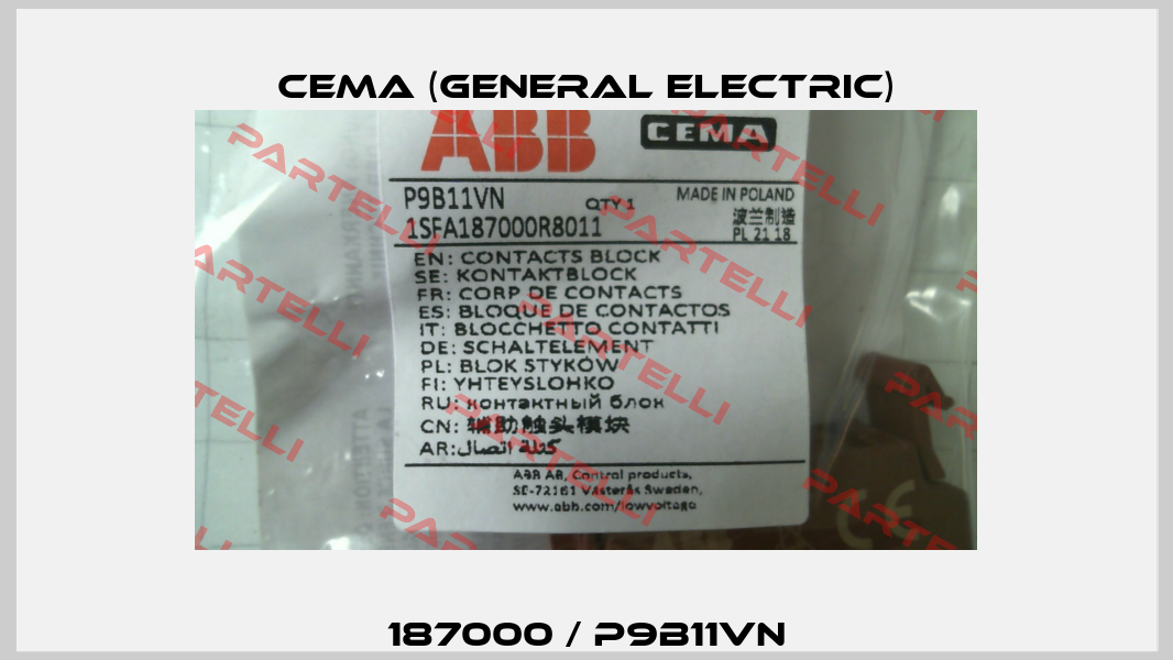 187000 / P9B11VN Cema (General Electric)