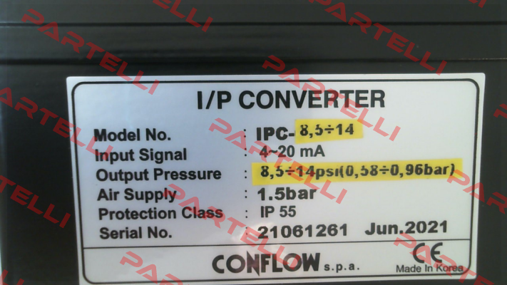 PC converter 0-18 PSI CONFLOW