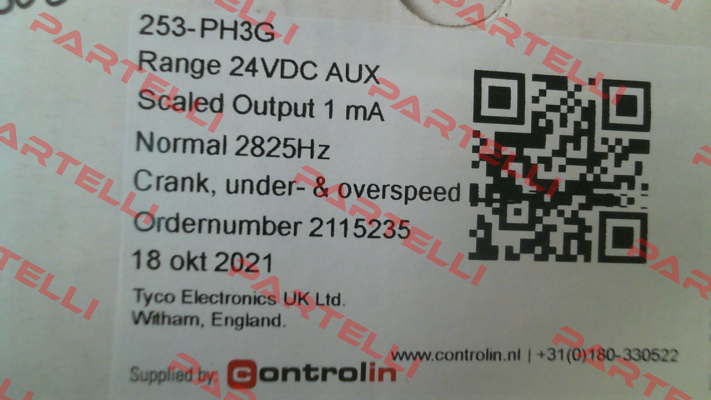P/N: 039-27300-0024, Type: 253-PH3G - 24VDC (ANSI 12/14) CROMPTON INSTRUMENTS (TE Connectivity)