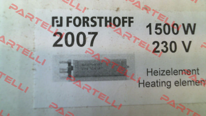 Heating element 1500 W 230 V Typ K Forsthoff