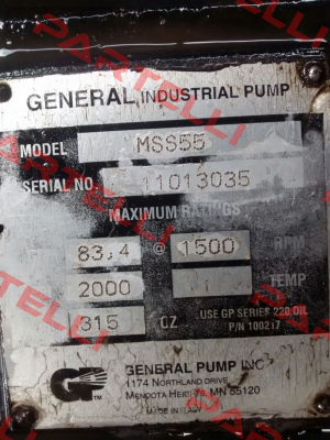 11013035 replaced with MWSR50   General Pump