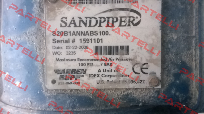 S20B1ANNABS100, SN:1591101 REPLACED BY S20B1ABBABS600  Sandpiper