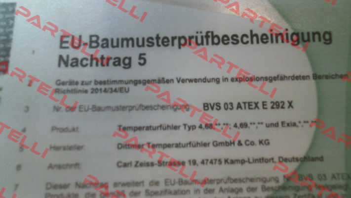 ATEX certificate Dittmer