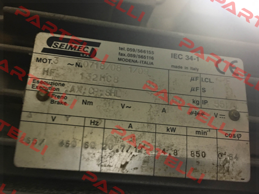 HF132MC8B5 obsolete, replacement HB 132MC 8 230.400-50 B5 Seimec (Rossi)