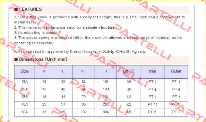 JSV-HT41 (Safety Valve)  Jokwang