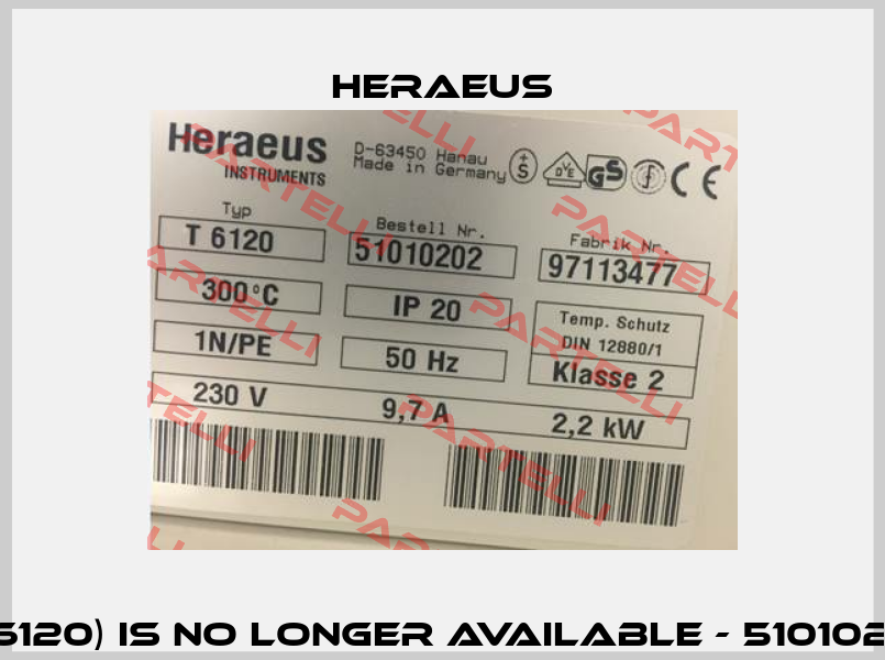 51010202 (Type T6120) is no longer available - 51010272 Alternative.  Heraeus