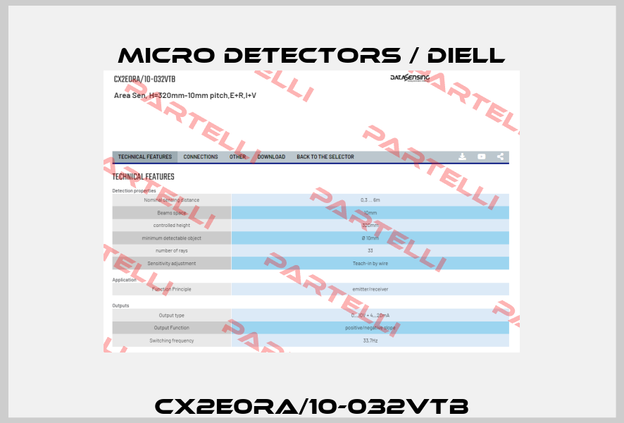 CX2E0RA/10-032VTB Micro Detectors / Diell