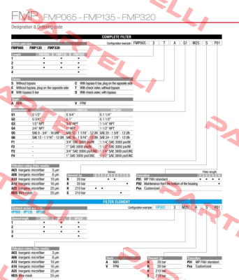 FMP-065-3-B-A-G1-A06-N-P01 MP Filtri