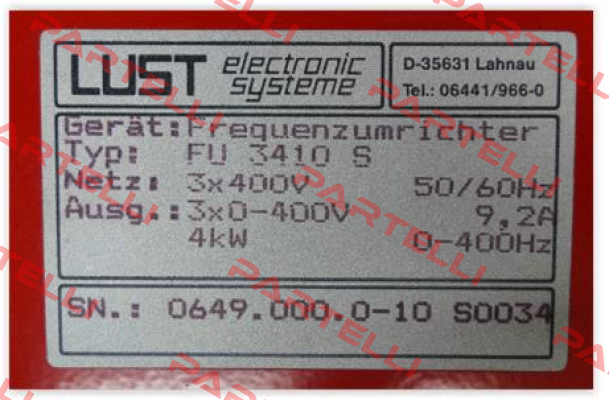 FU 3410 S obsolete, replaced by CDA34.010,Wx.x,PC1  Lust