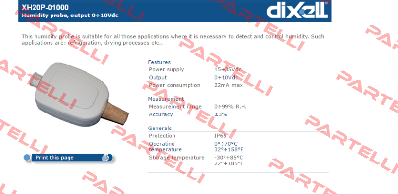 XH20P-01000 Dixell