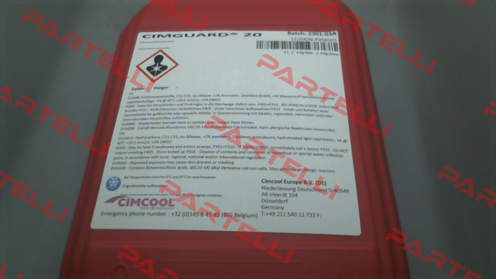 Cimguard 20 (5L container) Cimcool