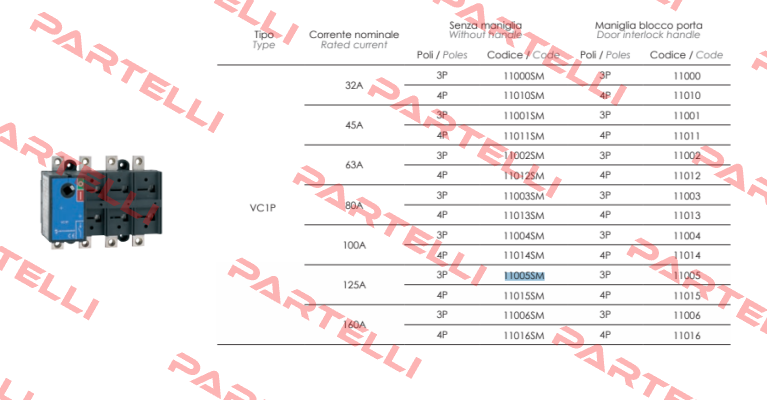 P/N: 11005SM Type: VC1P Technoelectric