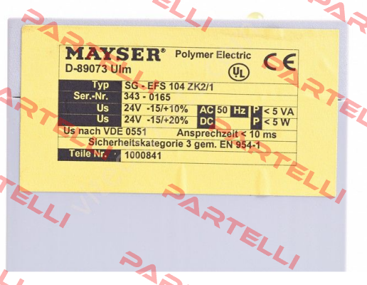 SG-EFS 104 ZK2/1 24V DC 1.2 k0hm  Mayser