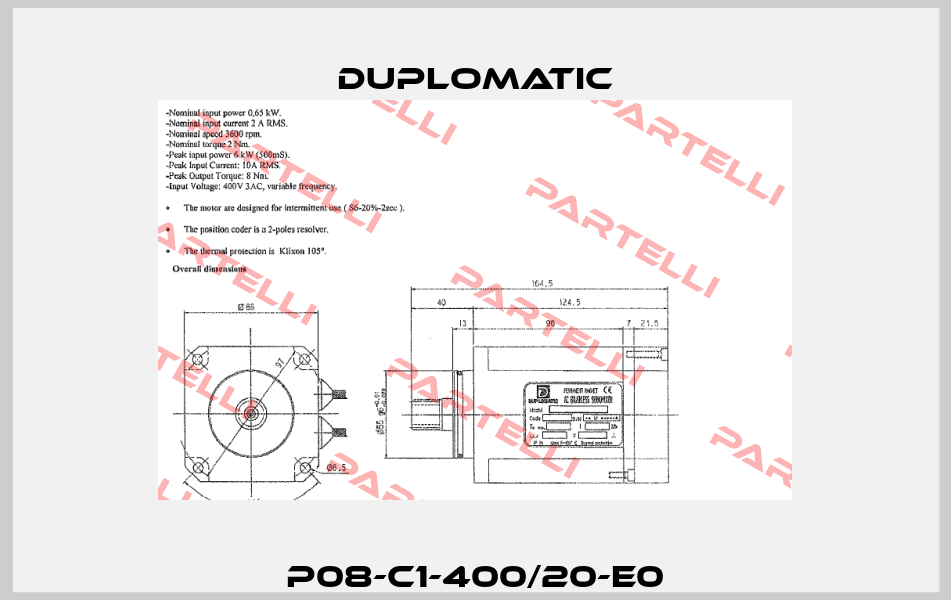 P08-C1-400/20-E0 Duplomatic