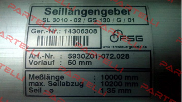 5930Z01-072.028 , SL3010-PK1023MII-GS130   FSG Fernsteuergeräte