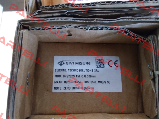 GVS202S T5E 0320 05VL M08/S SC Zero 20 mm dx Serial N. 04222247 11411 03950 Givi Misure